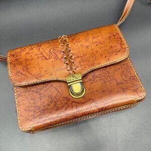 Patricia Nash Brown Leather Crossbody Shoulder Bag Purse Removable Strap Clutch